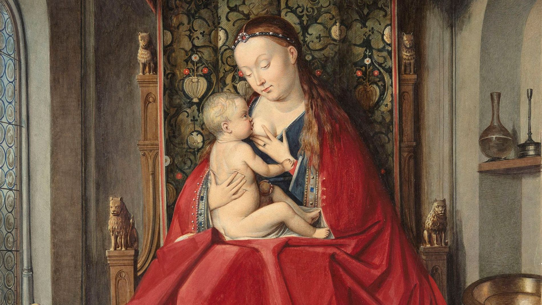 Hans Johan Frederik Berg 'Lucca Madonna', 1860. Watercolour after painting by Jan van Eyck