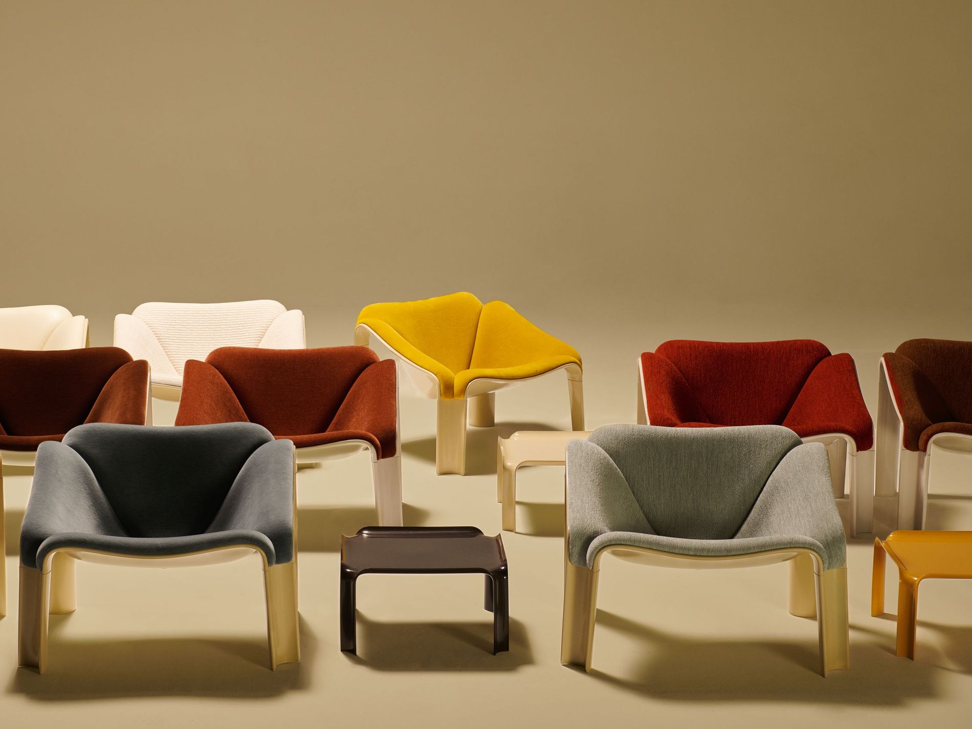 Pair of Red Lounge Chairs Italy 1990s Mid-century Modern