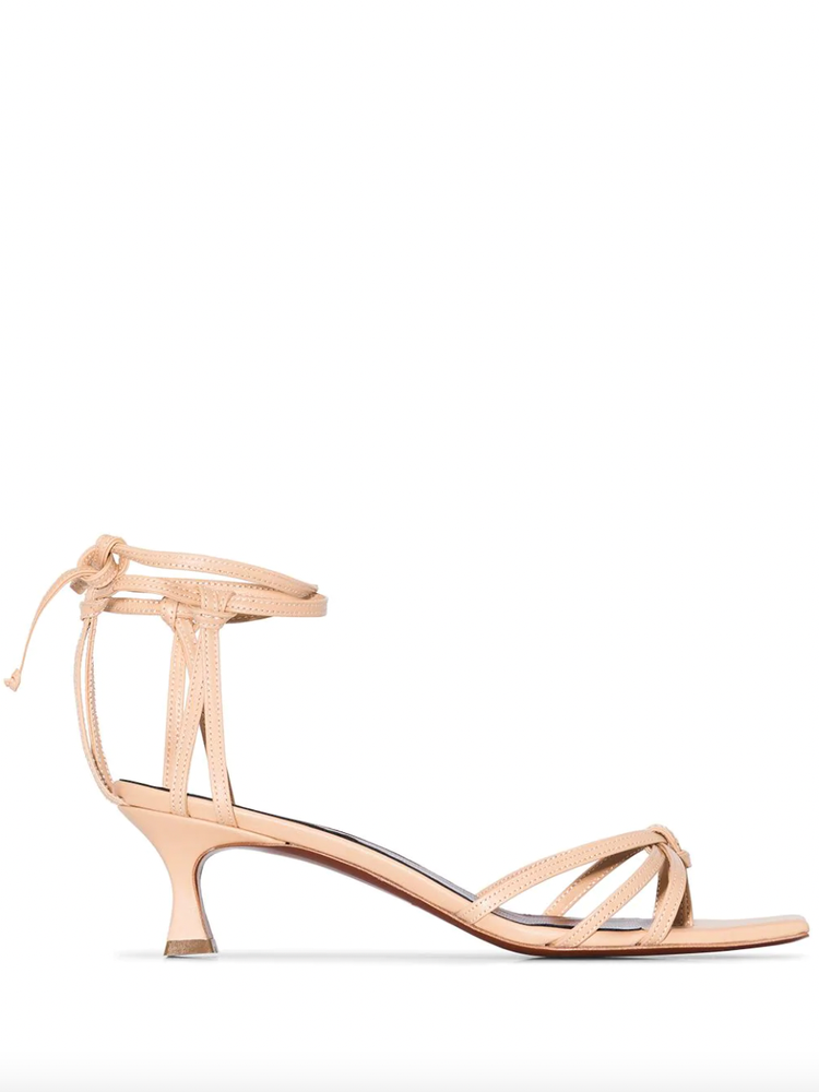 Manu Atelier Lace 50mm nude strappy sandals