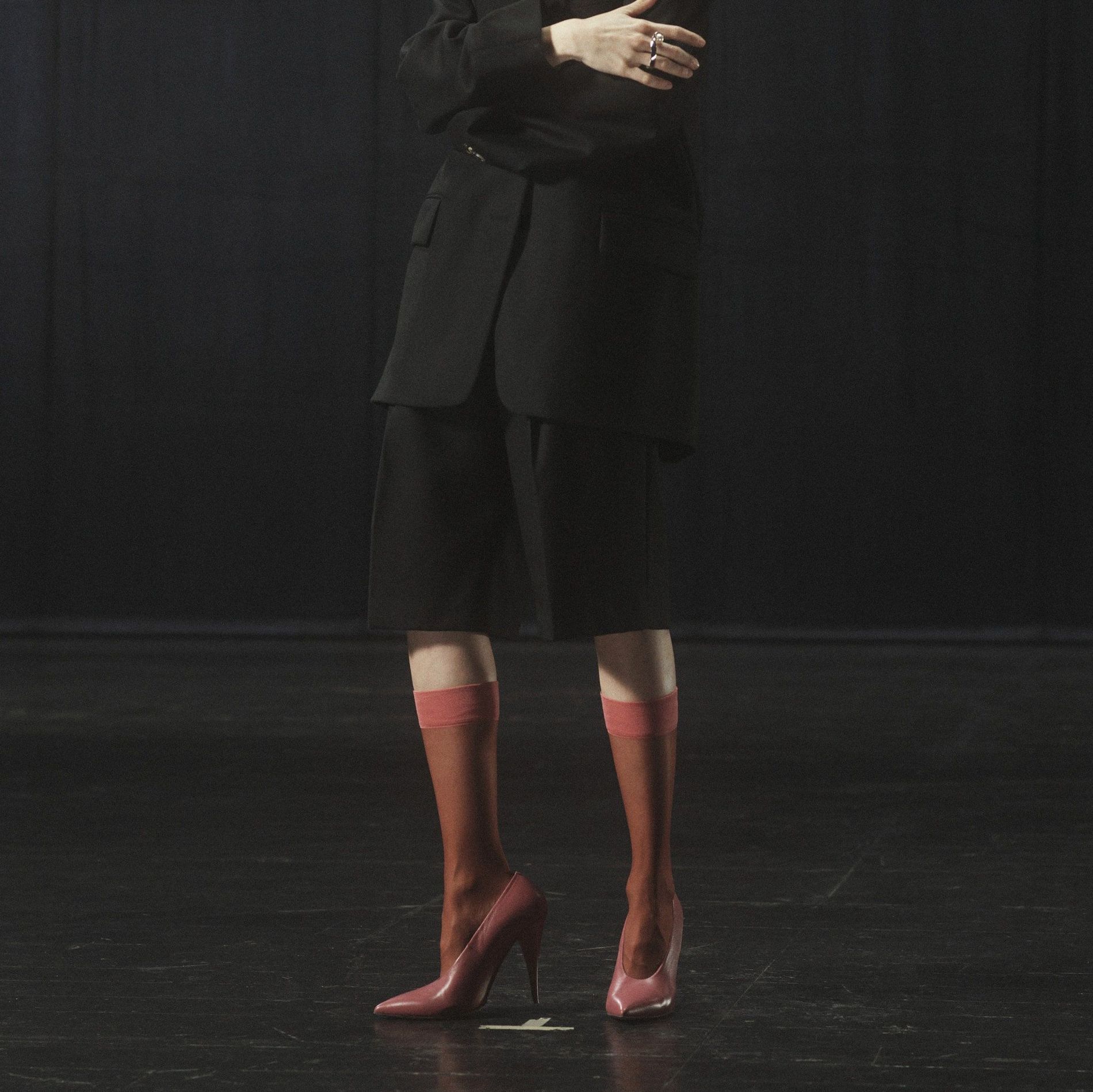 Dries Van Noten Fall 2021 with rust knee high socks