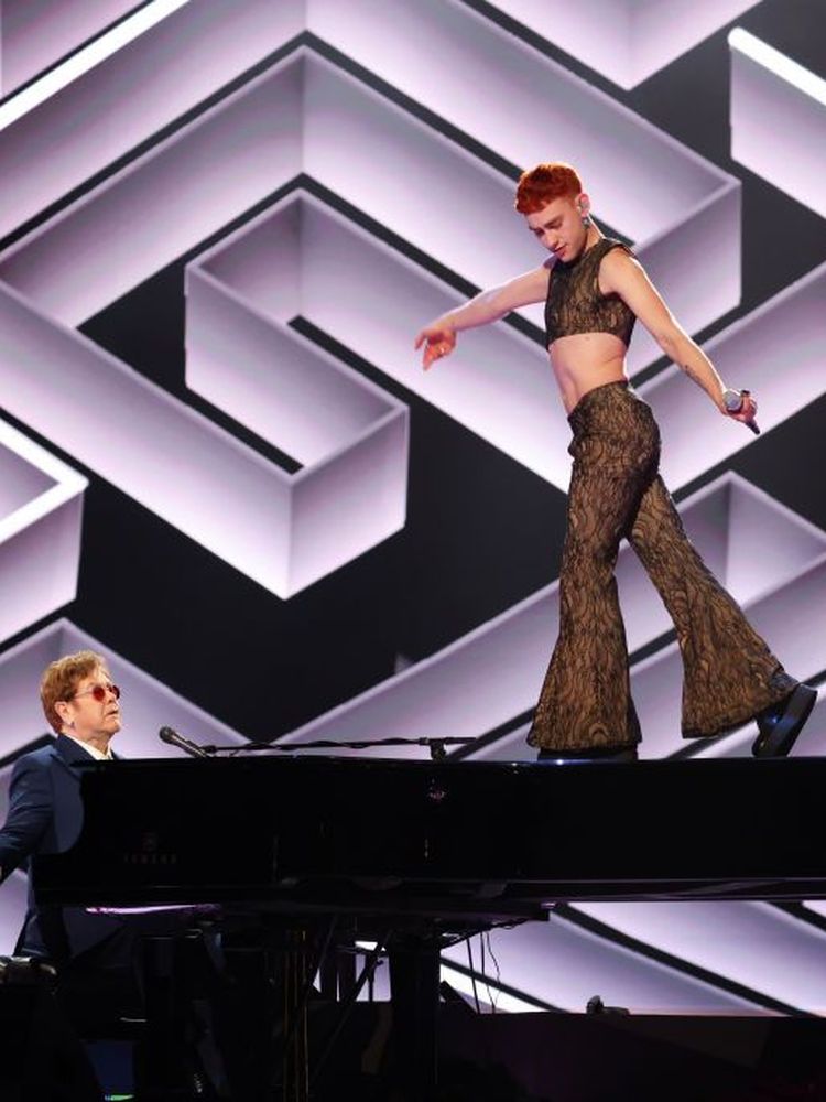 Sir Elton John and Olly Alexander perform during The BRIT Awards 2021
