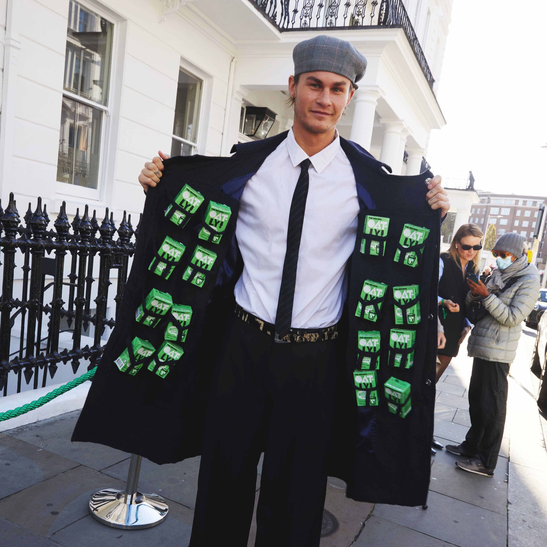 A man pictured at the Oatly Embassy in London
