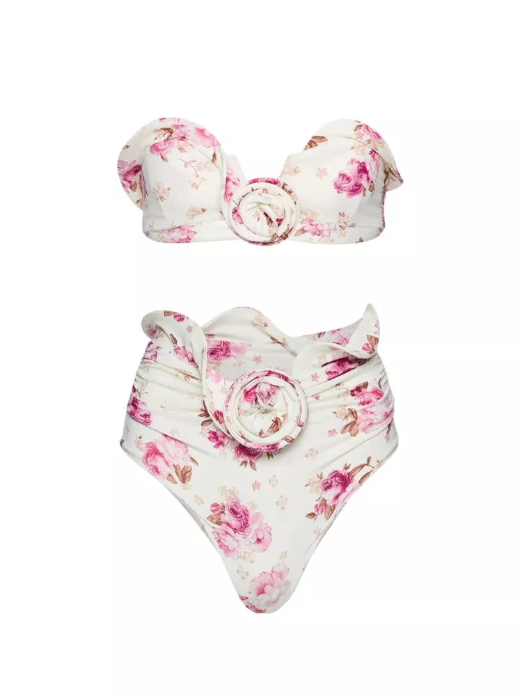 The best high waisted floral bikini top and bottom - Magda Butrym - On a white background