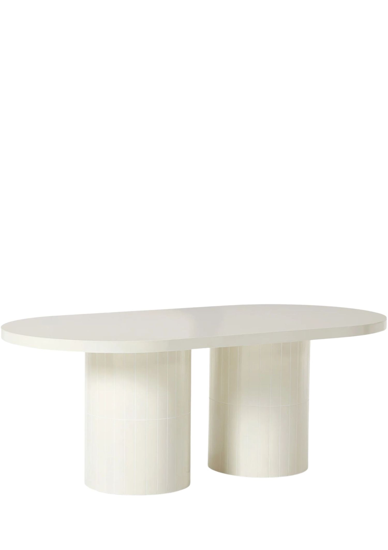 White rounded outdoor table