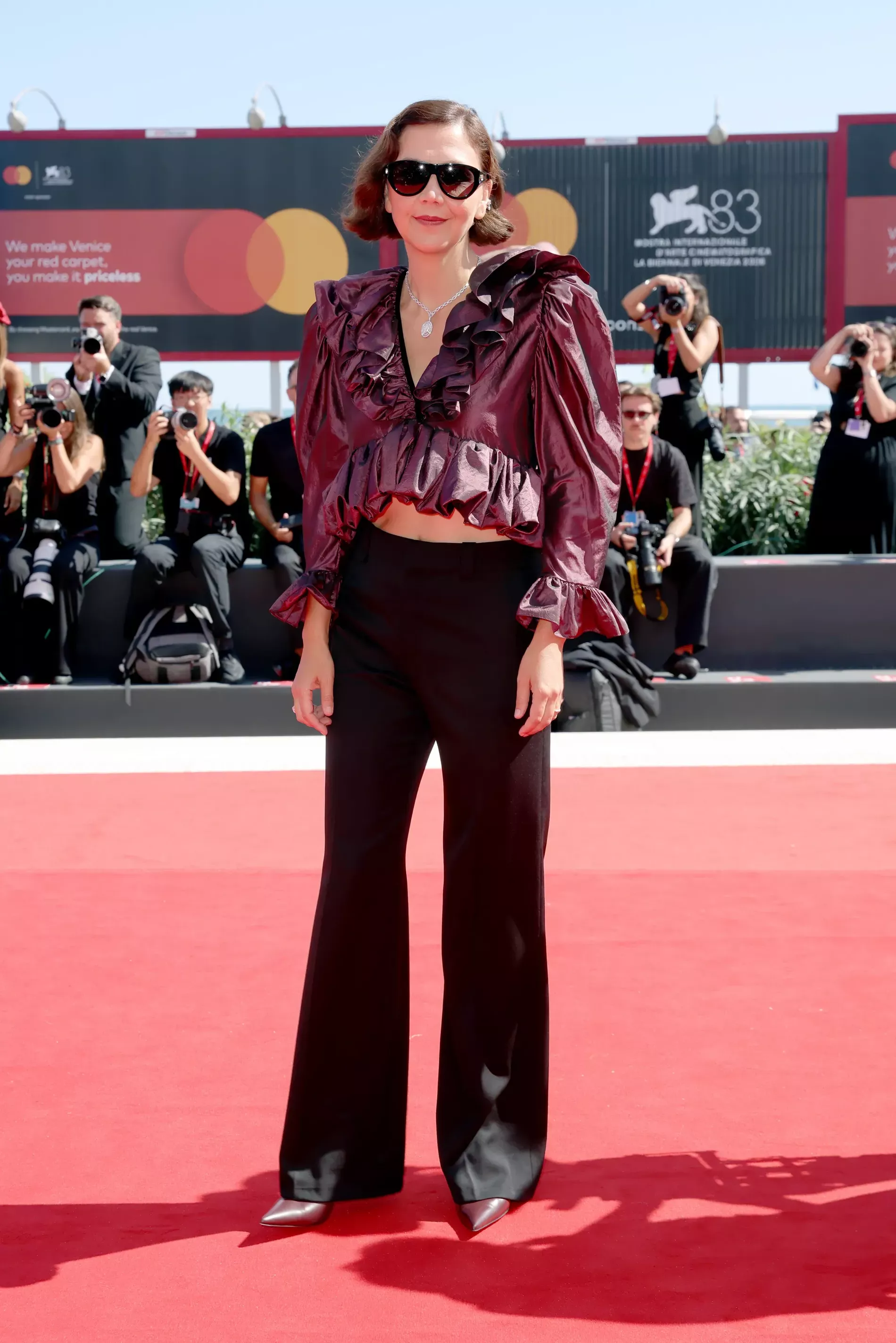 Maggie Gyllenhall wears Saint Laurent to the 2026 Venice Film Festival