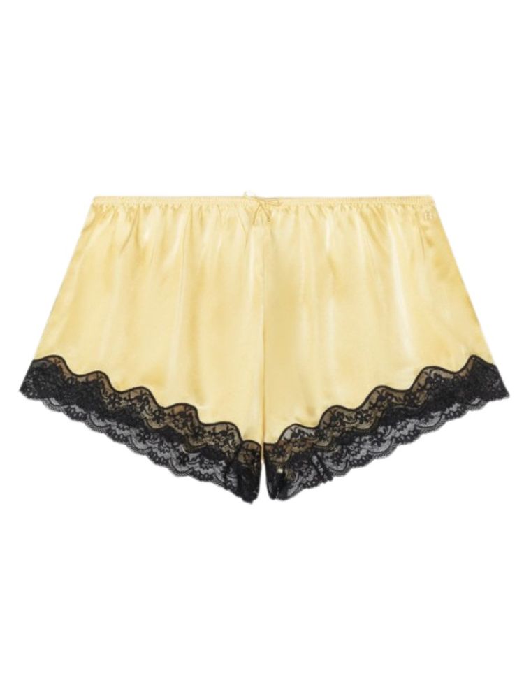 The best yellow lace-trimmed shorts - Rotate - On a white background