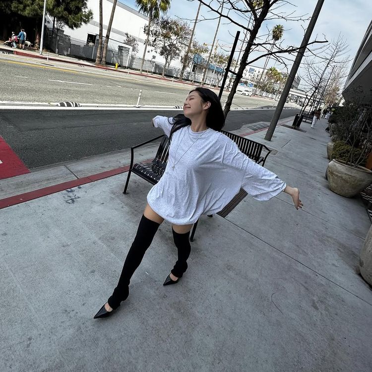 A woman walking on the street