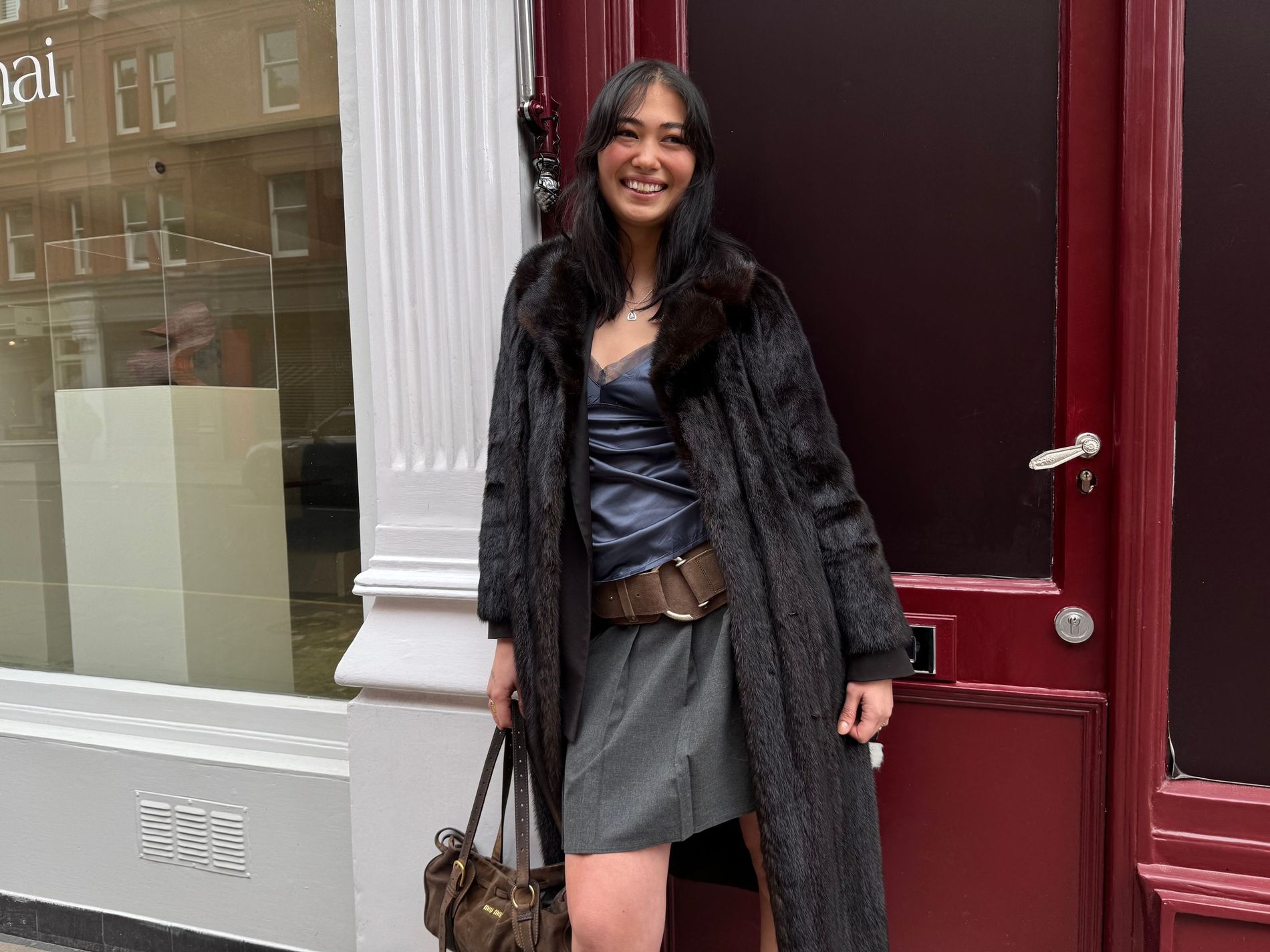 Model Mia Koski standing on the streets of London