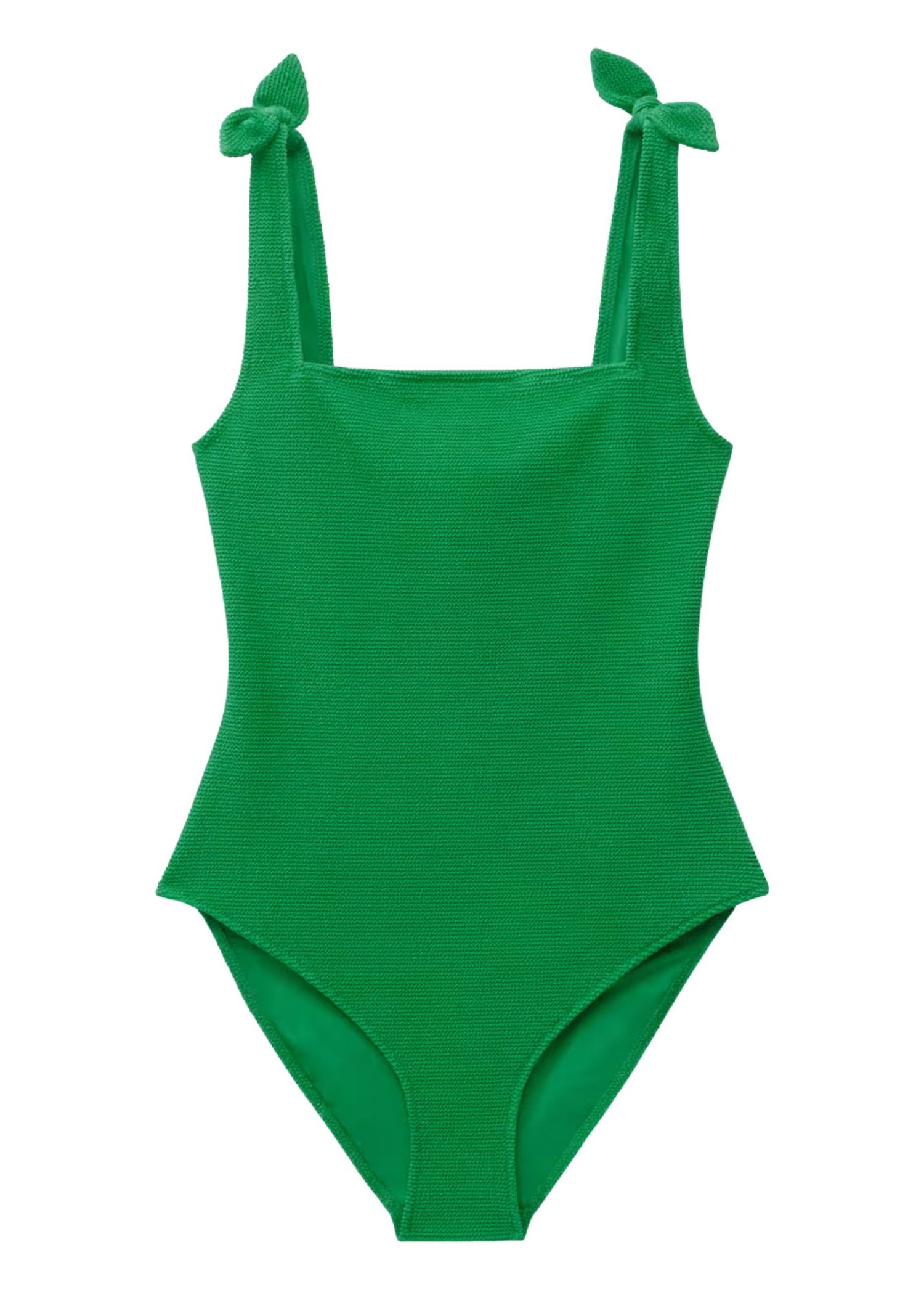 Green swimsuit with bow details