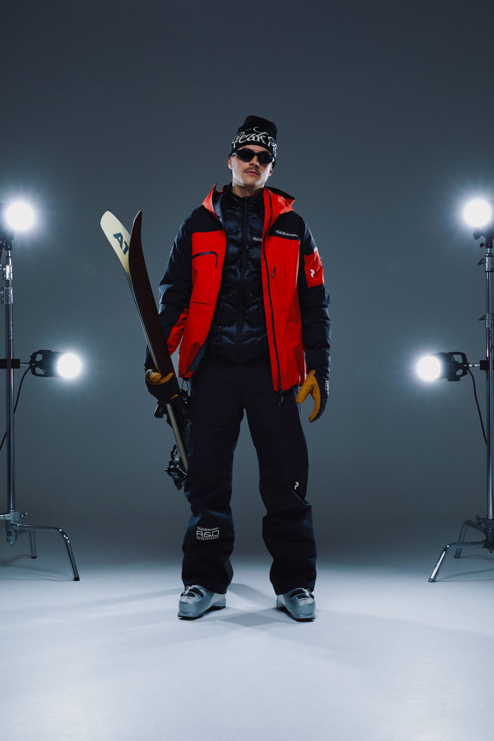 Model wears the 40th anniversary capsule from Peak Performance