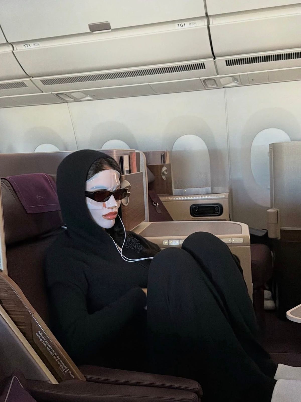 Aisha Potter on Plane Facemask