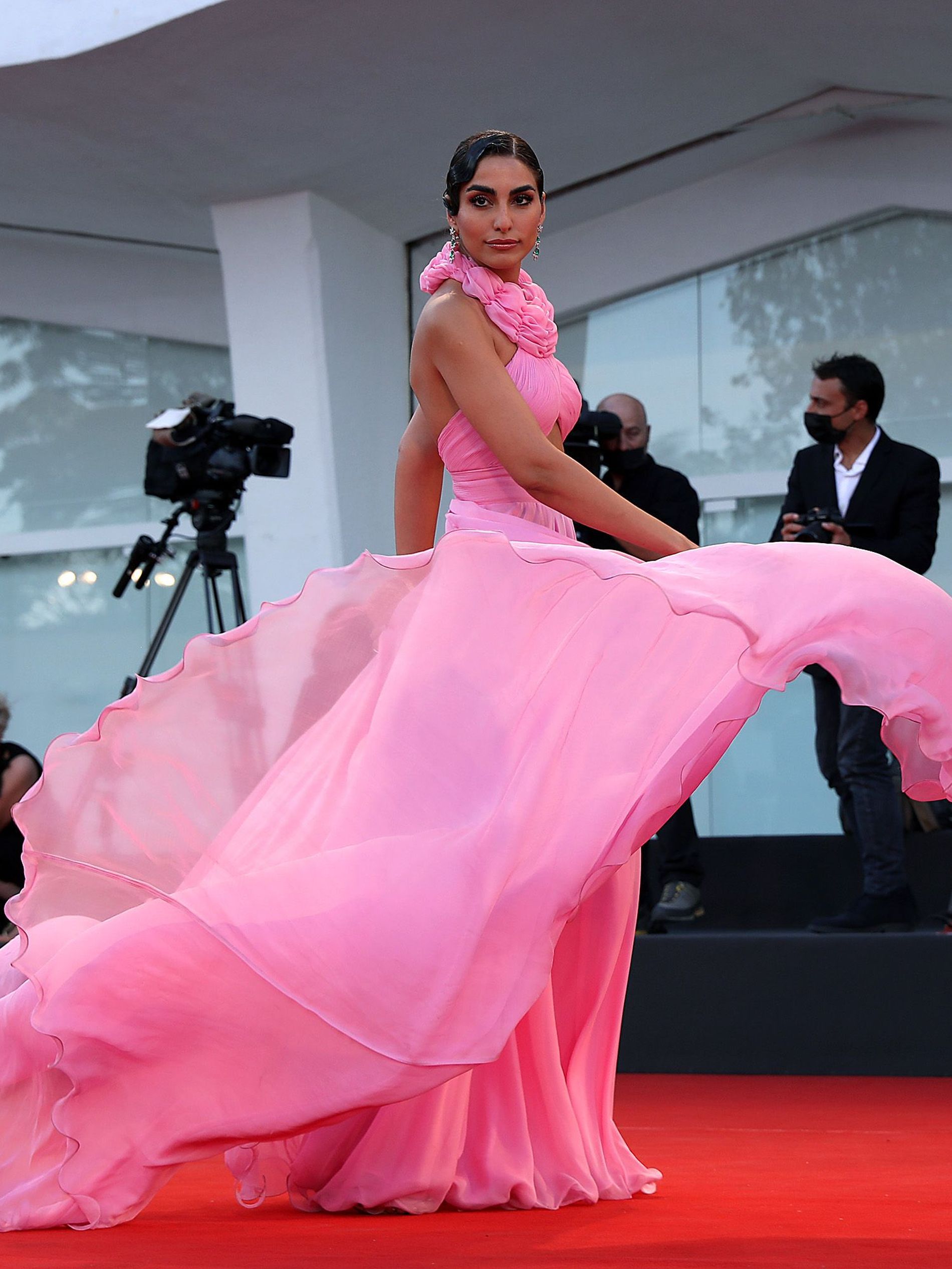 Venice film festival pink dress
