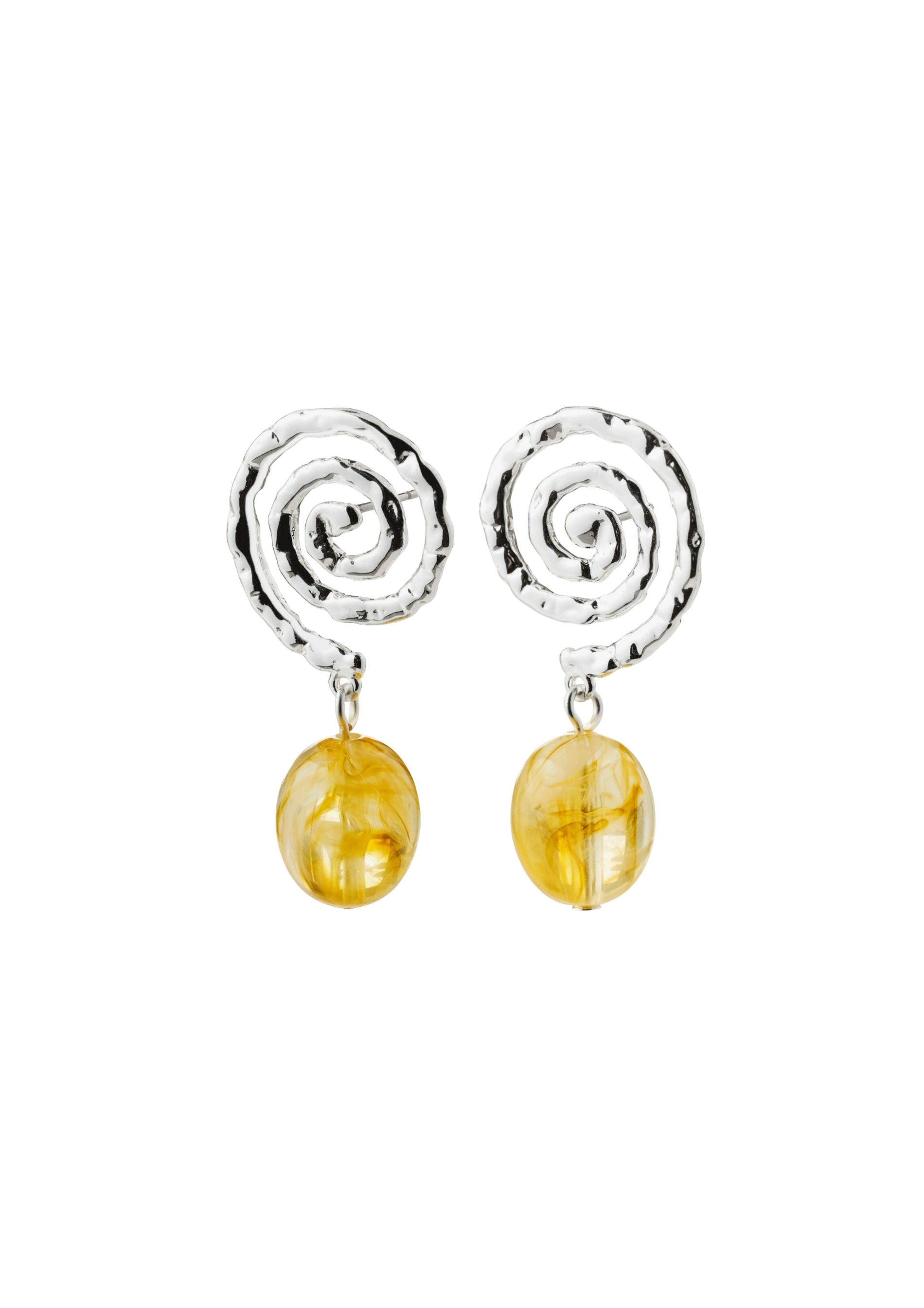 Silver earrings with yellow stones
