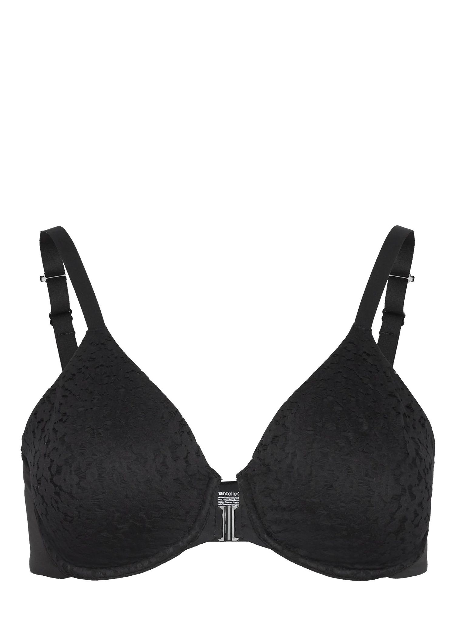 Black front-closure bra