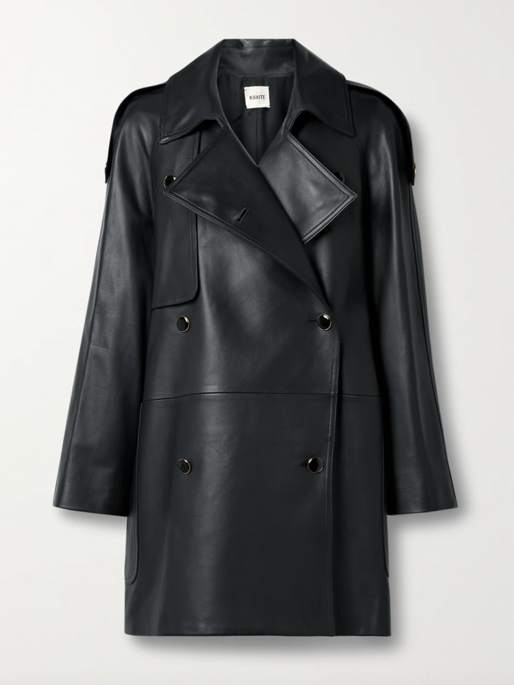 Khaite Eden double-breasted leather trench coat