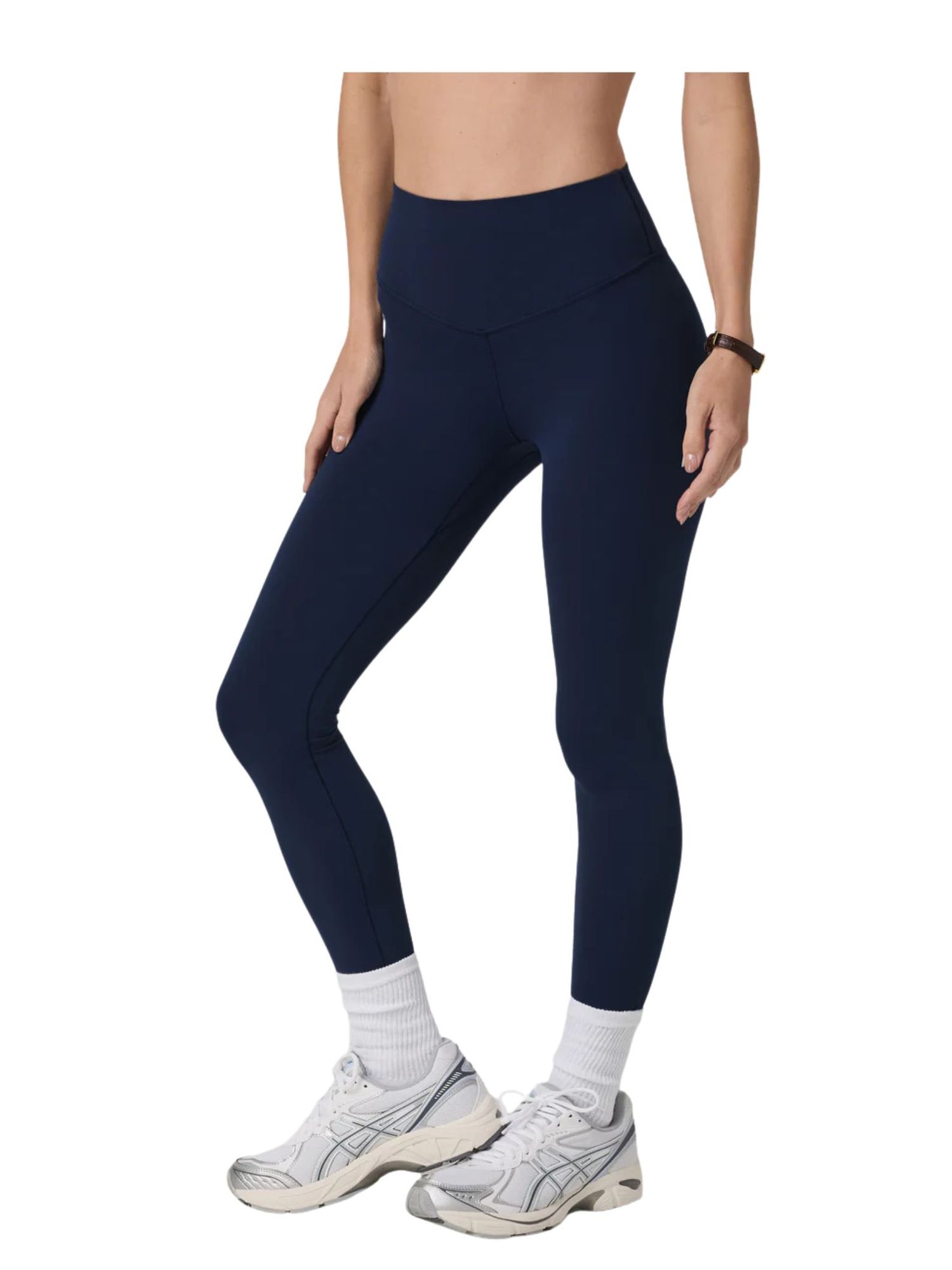 Navy moisture-wicking gym leggings