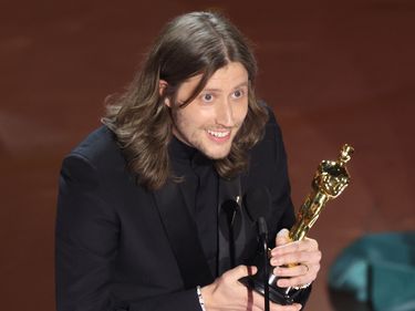 Ludwig Göransson accepts his Oscars for the best musical score for Oppenheimer