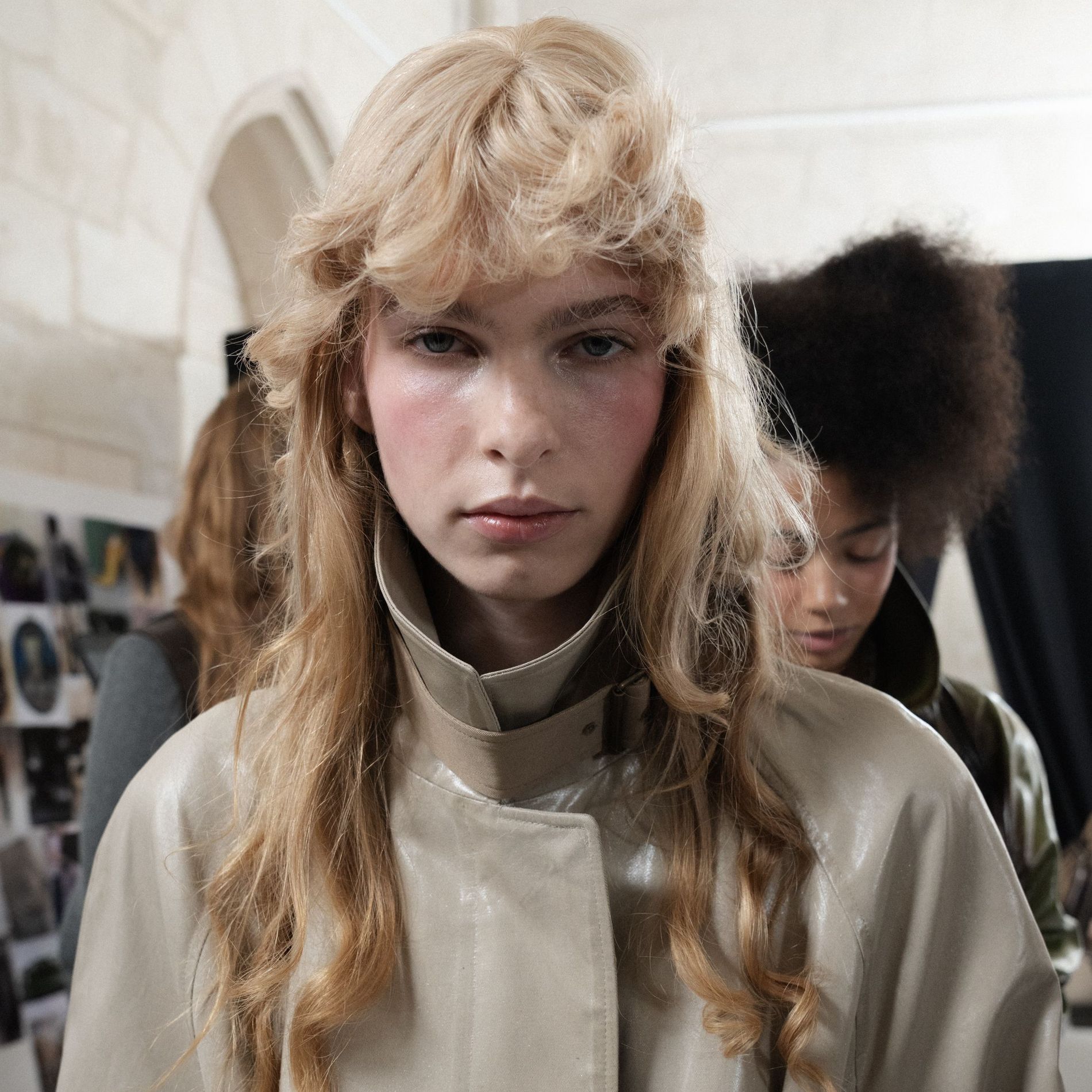 Model pictured backstage at Acne Studios SS27 show