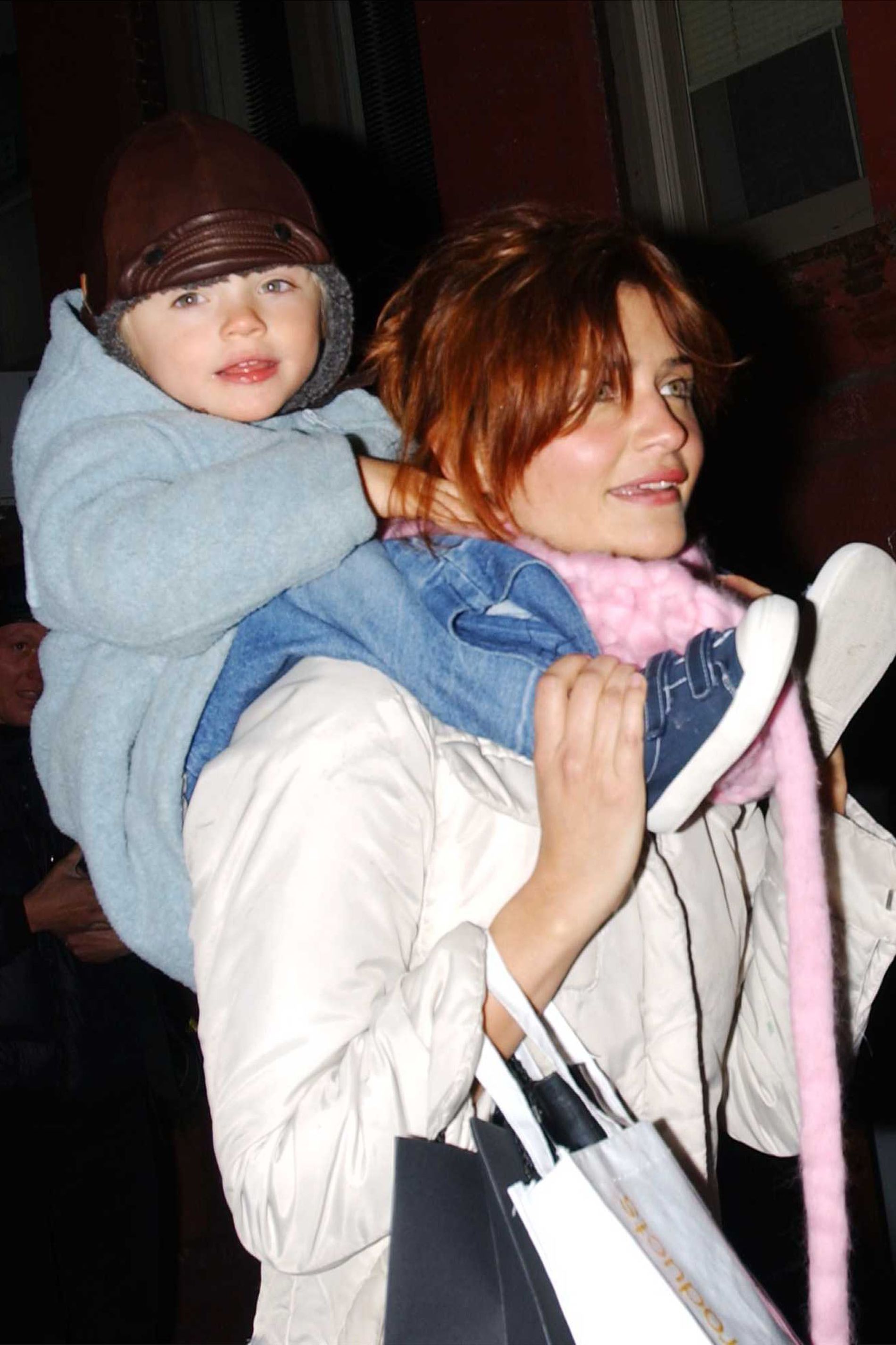 Christensen with her young son in New York in 2002.